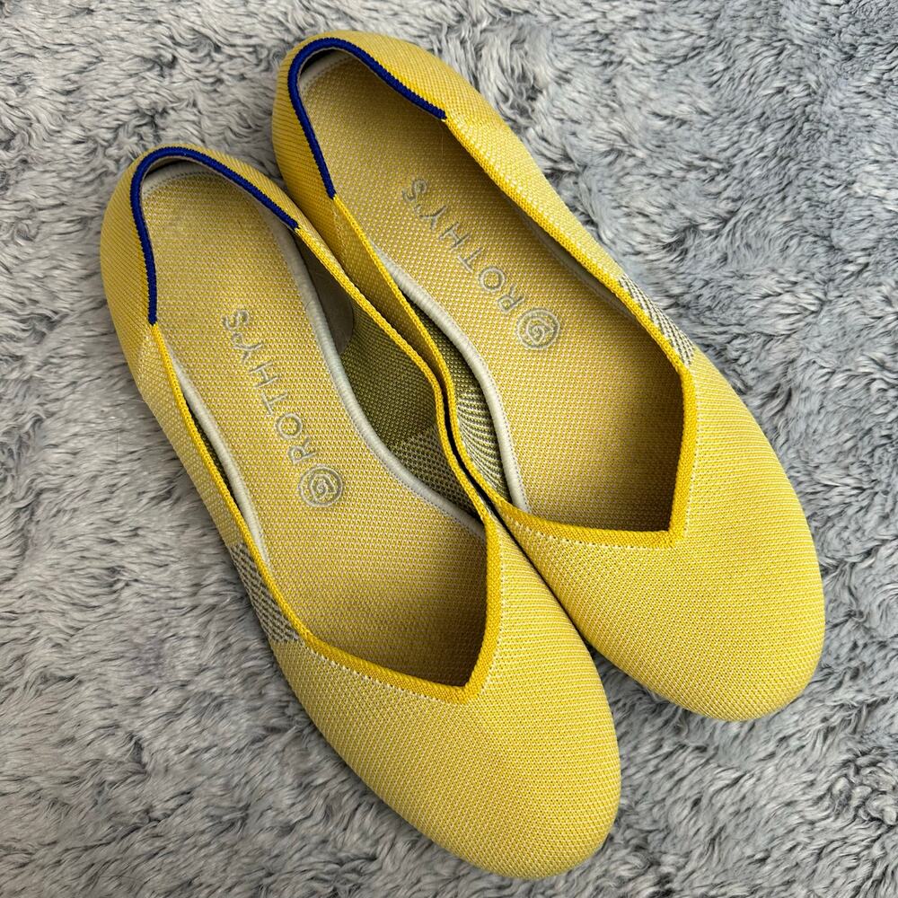 Rothy's Yellow Flats with Blue Trim
